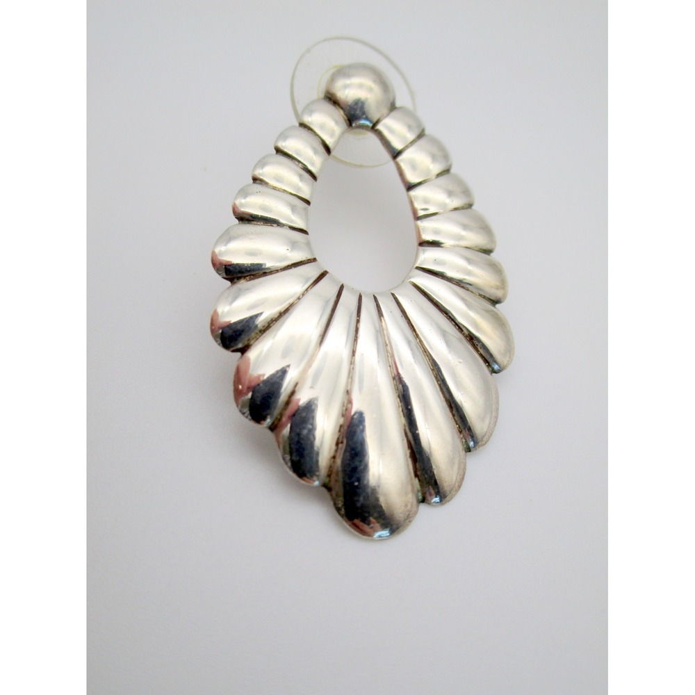 Vintage Silver Signed JC Navajo Post Earrings Jeffrey Castillo? Southwest Design - Picture 3 of 5